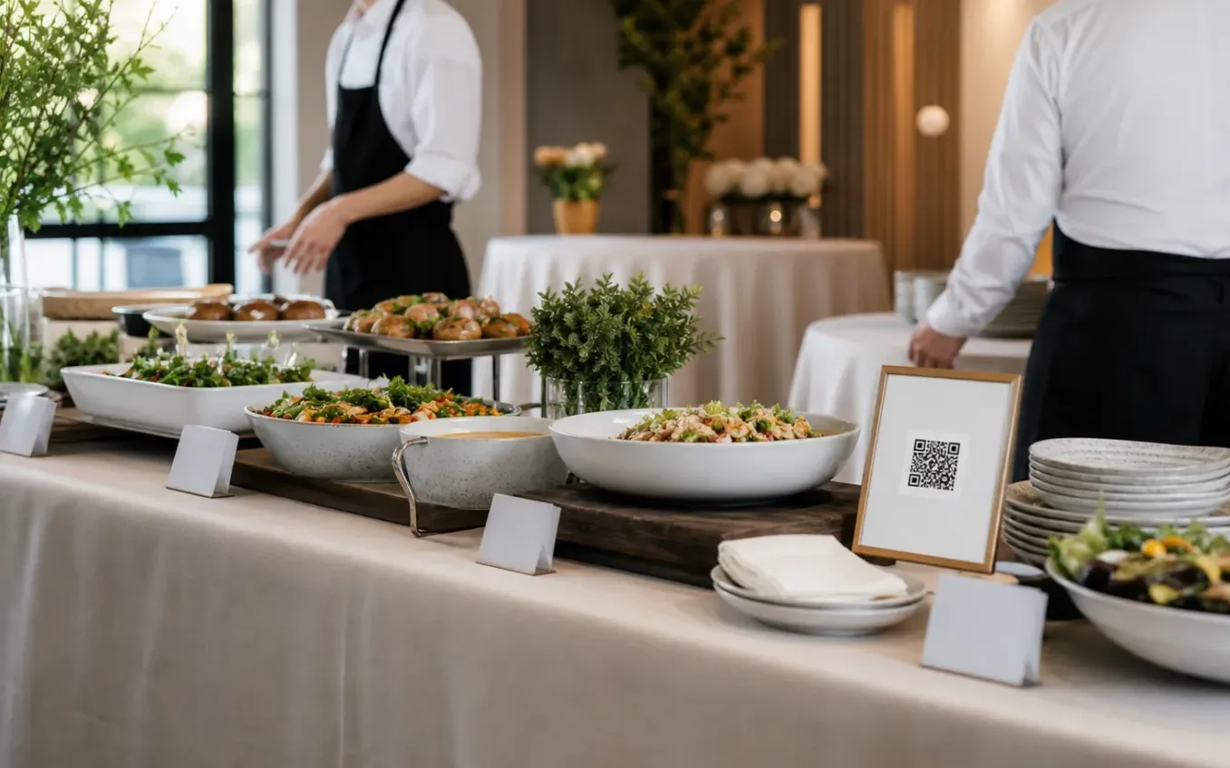 Catering Services guests browsing a phone menu