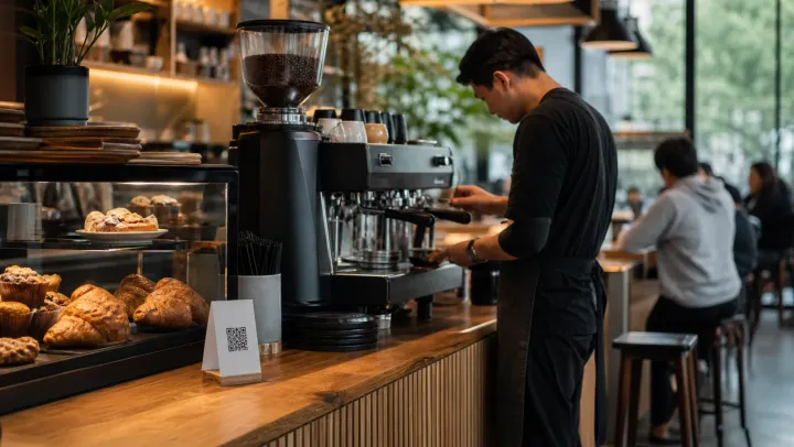 Coffee Shops venue using a QR menu