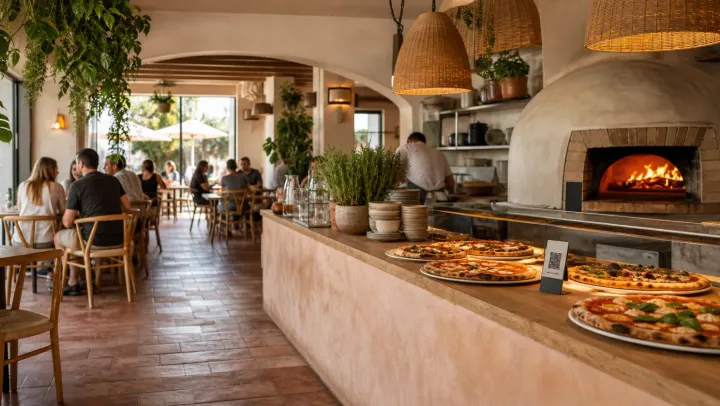 Pizzerias venue using a QR menu