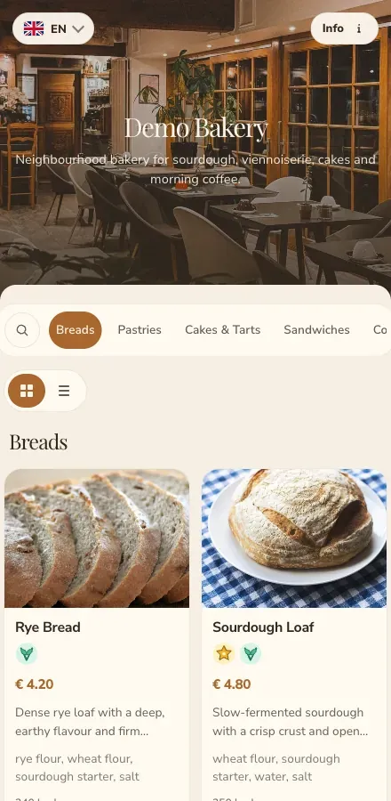 See a real published menu