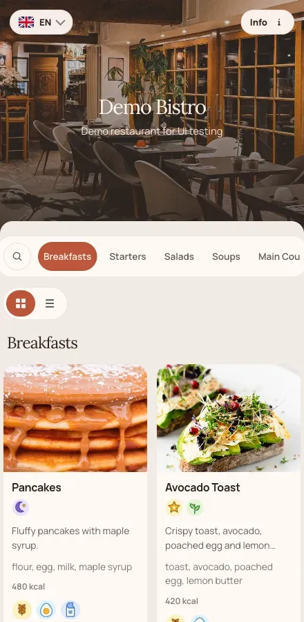 See a real published menu