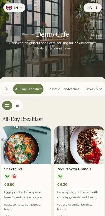 See a real published menu