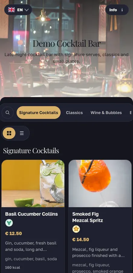 See a real published menu