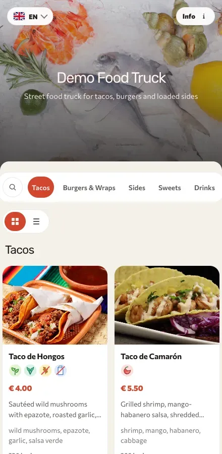 See a real published menu