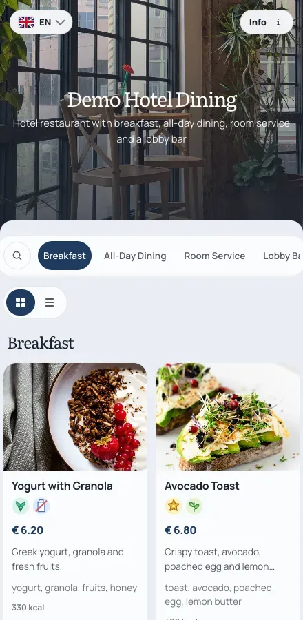 See a real published menu