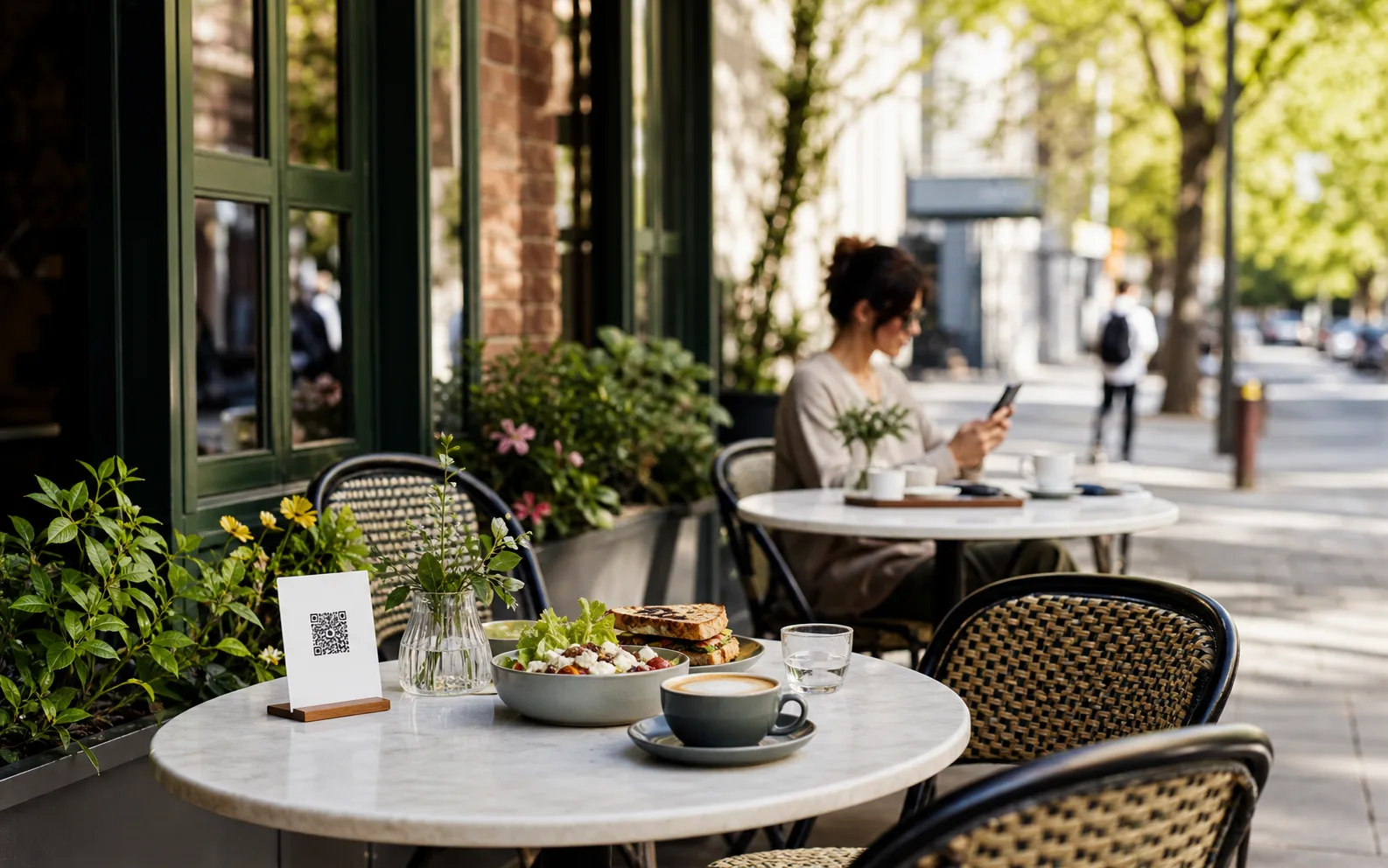 Cafe venue using a QR menu
